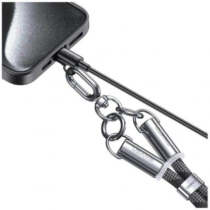 Универсална връзка за носене през врата за смартфони с вграден USB-C към Lightning кабел - USAMS SJ746 USB-C to Lightning Phone Lanyard Cable 30W (зелен) 5