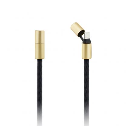 Универсална връзка за носене през врата за смартфони, с вграден USB-C към USB-C кабел - Guess 4G Charm Crossbody Strap With USB-C Cable (черен) (150 см) 3