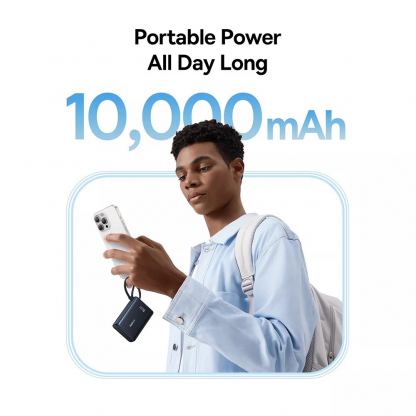Външна батерия 10000 mAh с вграден USB-C кабел и 1xUSB-C, 1xUSB-A портове - Baseus PicoGo Digital Display Power Bank With USB-C Cable 45W 10000mAh (черен) 3