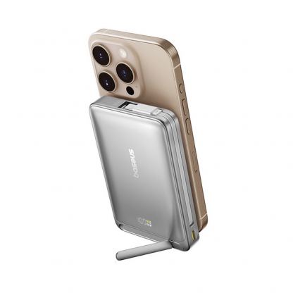 Външна батерия с вграден USB-C кабел, USB-C порт и Qi2 безжично зареждане - Baseus Nomos Qi2 Power Bank 10000 mAh 45W (сив) 2