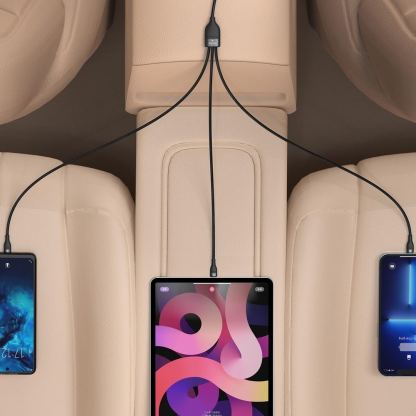 Универсален USB-C кабел с Lightning, microUSB и USB-C конектори - Baseus Flash Series II 3-in-1 USB-C Fast Charging Cable 100W (CASS030201) (черен) (150 см) 7