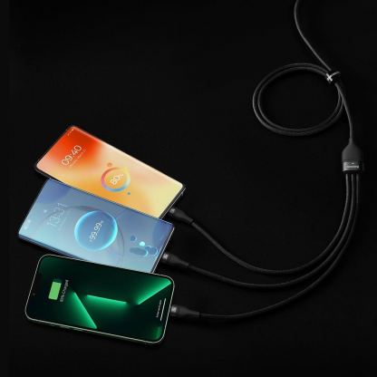 Универсален USB-C кабел с Lightning, microUSB и USB-C конектори - Baseus Flash Series II 3-in-1 USB-C Fast Charging Cable 100W (CASS030201) (черен) (150 см) 8