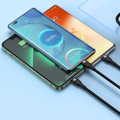 Универсален USB-C кабел с Lightning, microUSB и USB-C конектори - Baseus Flash Series II 3-in-1 USB-C Fast Charging Cable 100W (CASS030201) (черен) (150 см) 9