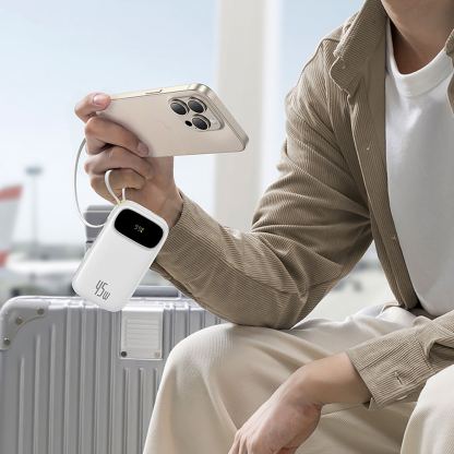 Външна батерия с вграден USB-C и Lightning кабел и USB-C, USB-А портове - Baseus EnerFill FC31 Qpow2 Power Bank With USB-C and Lightning cable 45W 20000 mAh (бял) 6
