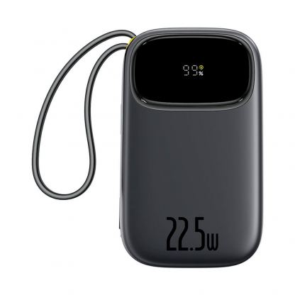 Външна батерия с вграден USB-C и Lightning кабел и USB-C, USB-А портове - Baseus Qpow3 Digital Display Power Bank With USB-C And Lightning cable 22.5W 20000mAh (черен) 2