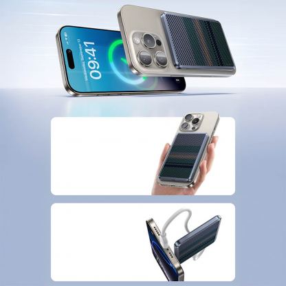 Преносима външна батерия с USB-C порт и безжично зареждане с MagSafe - Benks ArmorGo Aurora Light Magnetic Wireless Power Bank 10000 mAh 15W (черен-зелен) 4