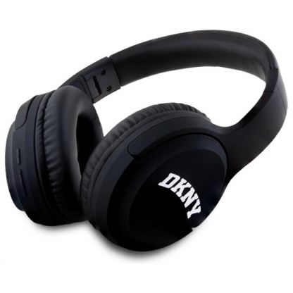 Безжични блутут слушалки с микрофон за мобилни устройства - DKNY PU Leather Arch Logo Bluetooth Headphones (черен) 2