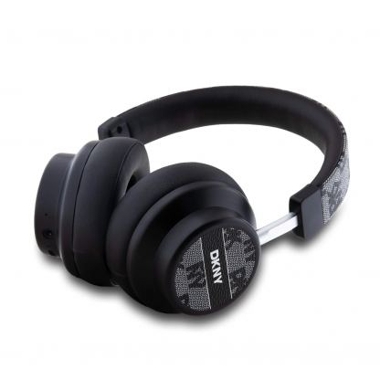Безжични блутут слушалки с микрофон за мобилни устройства - DKNY PU Leather Checkered Pattern Wireless Headphone (черен) 2