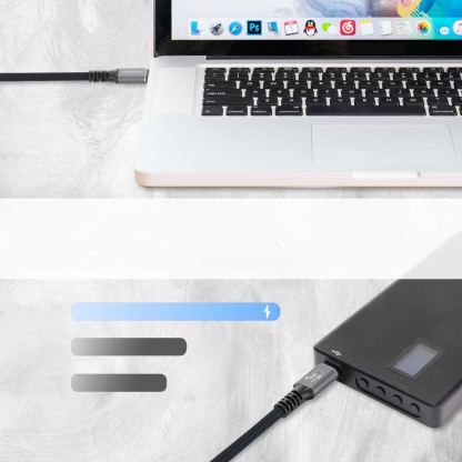 Здрав USB4 кабел с Thunderbolt 4 за устройства с USB-C порт - Wozinsky Thunderbolt 4 USB4 USB-C to USB-C Cable 240W (черен) (100 см)  8