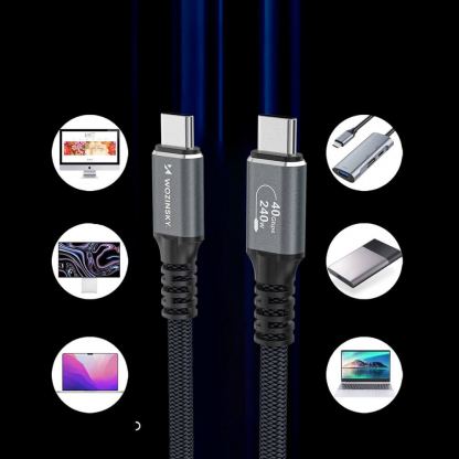Здрав USB4 кабел с Thunderbolt 4 за устройства с USB-C порт - Wozinsky Thunderbolt 4 USB4 USB-C to USB-C Cable 240W (черен) (150 см)  6