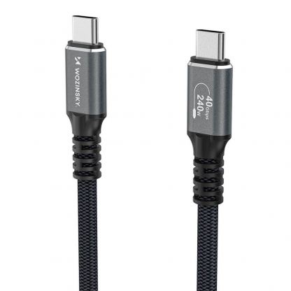 Здрав USB4 кабел с Thunderbolt 4 за устройства с USB-C порт - Wozinsky Thunderbolt 4 USB4 USB-C to USB-C Cable 240W (черен) (200 см)  3