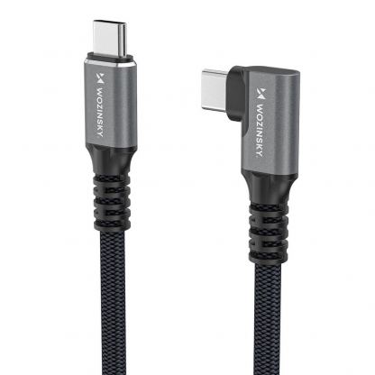 Здрав USB4 кабел с Thunderbolt 4 за устройства с USB-C порт - Wozinsky Thunderbolt 4 USB4 USB-C to USB-C Angled Cable 240W (черен) (150 см)  3