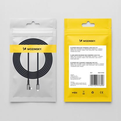 Здрав USB4 кабел с Thunderbolt 4 за устройства с USB-C порт - Wozinsky Thunderbolt 4 USB4 USB-C to USB-C Angled Cable 240W (черен) (150 см)  11