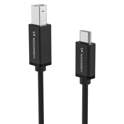 Кабел за принтер и други външни устройства USB-C Male към USB-B Male - Wozinsky USB-C To USB-B 2.0 Printer Cable (черен) (200 см) 3