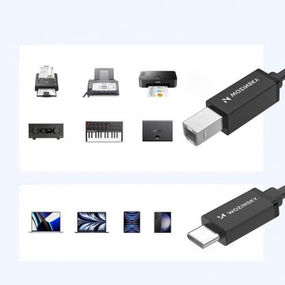 Кабел за принтер и други външни устройства USB-C Male към USB-B Male - Wozinsky USB-C To USB-B 2.0 Printer Cable (черен) (200 см) 7