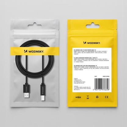 Кабел за принтер и други външни устройства USB-A Male към USB-B Male - Wozinsky USB 2.0 to USB Type B Cable (черен) (150 см) 11