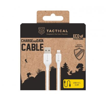 Здрав кабел с въжена оплекта за Apple устройства с Lightning порт - Tactical Stitch Thread USB-A to Lightning Cable 12W (30 см) (бял) 2