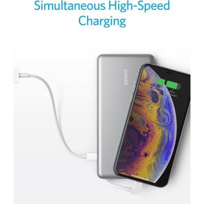 Външна батерия с вграден Ligtning кабел и Lightning вход - Anker PowerCore+ 10000 Pro Power Bank with Lightning Cable 10000mAh (сребрист) 5