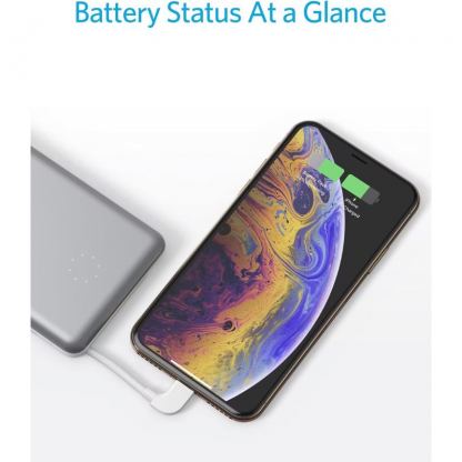 Външна батерия с вграден Ligtning кабел и Lightning вход - Anker PowerCore+ 10000 Pro Power Bank with Lightning Cable 10000mAh (сребрист) 6