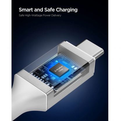 Кабел с бързо зареждане за устройства с USB-C порт - Spigen Essential USB-C to USB-C Cable 100W (бял) (100 см) 3