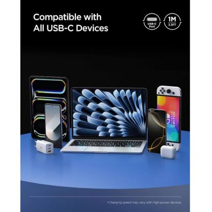 Кабел с бързо зареждане за устройства с USB-C порт - Spigen Essential USB-C to USB-C Cable 100W (бял) (100 см) 7