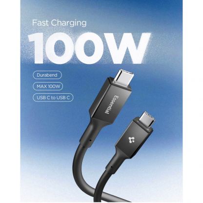 Кабел с бързо зареждане за устройства с USB-C порт - Spigen Essential USB-C to USB-C Cable 100W (черен) (100 см) 2