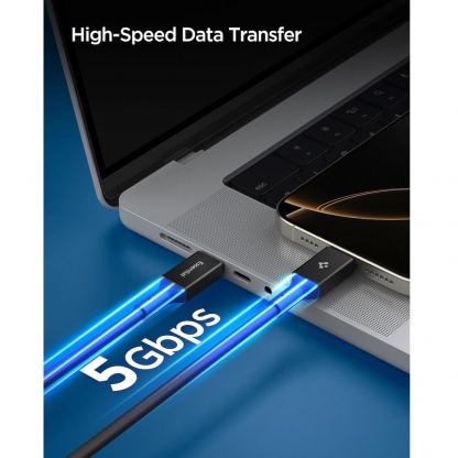 Кабел с бързо зареждане за устройства с USB-C порт - Spigen Essential USB-C to USB-C Cable 100W (черен) (100 см) 4