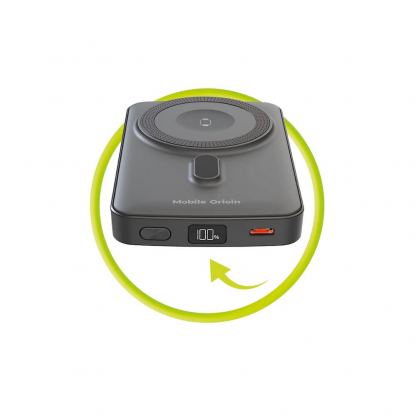 Преносима външна батерия с USB-C порт и безжично зареждане с MagSafe и Apple Watch - Mobile Origin PB9 Magnetic Wireless Charging Power Bank 10000 mAh 20W (черен) 11