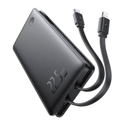 Външна батерия с вградени USB-C и Lightning кабели и USB-C, USB-A портове и технология за бързо зареждане - Baseus Airpow Lite Fast Charging Power Bank 22.5W 10000 mAh (P10067501123-00) (черен) 2