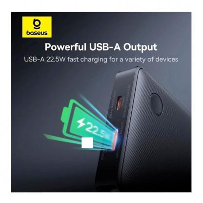 Външна батерия с вградени USB-C и Lightning кабели и USB-C, USB-A портове и технология за бързо зареждане - Baseus Airpow Lite Fast Charging Power Bank 22.5W 10000 mAh (P10067501123-00) (черен) 7