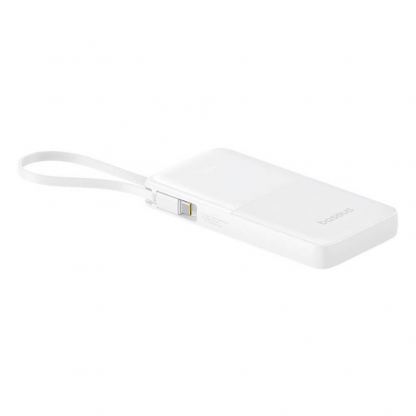 Външна батерия 10000 mAh с вграден USB-C кабел и 1xUSB-C, 1xUSB-A портове - Baseus Bipow 2 Digital Display Power Bank With USB-C Cable 20W 10000mAh (бял) 3