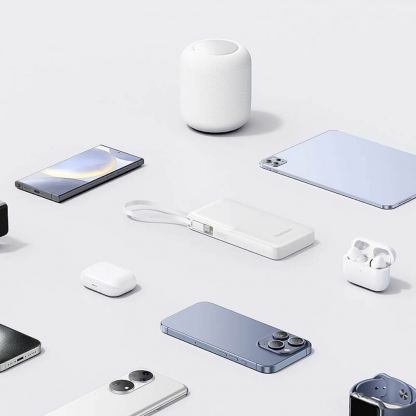 Външна батерия 10000 mAh с вграден USB-C кабел и 1xUSB-C, 1xUSB-A портове - Baseus Bipow 2 Digital Display Power Bank With USB-C Cable 20W 10000mAh (бял) 6