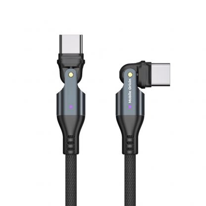 Кабел с бързо зареждане за устройства с USB-C порт - Mobile Origin CB3 Rotating USB-C to USB-C Cable 240W (100см) (черен) 3