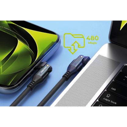 Кабел с бързо зареждане за устройства с USB-C порт - Mobile Origin CB3 Rotating USB-C to USB-C Cable 240W (100см) (черен) 11