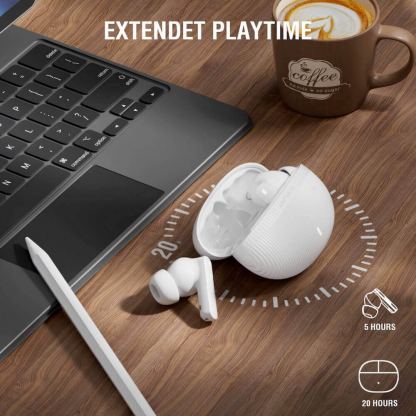 Безжични блутут слушалки със зареждащ кейс - 4smarts SkyBuds Pro ANC TWS In-Ear Bluetooth Earphones (бял) 15