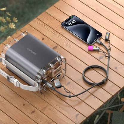 Кабел с бързо зареждане за устройства с USB-C порт, LED светлина и запалка и USB-C към USB-A адаптер - 4smarts 4-in-1 USB-C Cable Set Explorer 60W (100 см) (черен) 10