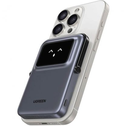 Преносима външна батерия с USB-C порт и безжично зареждане с MagSafe - Ugreen Uno PB571 Magnetic Wireless Power Bank 5000 mAh 20W (тъмносив) 2
