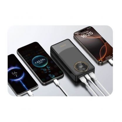 Външна батерия с два USB-A и един USB-C изходи и технология за бързо зареждане - Dudao K12Pro Power Bank Digital Display 20000mAh 22.5W PD (черен) 4