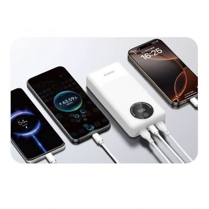 Външна батерия с два USB-A и един USB-C изходи и технология за бързо зареждане - Dudao K12Pro Power Bank Digital Display 20000mAh 22.5W PD (бял) 4