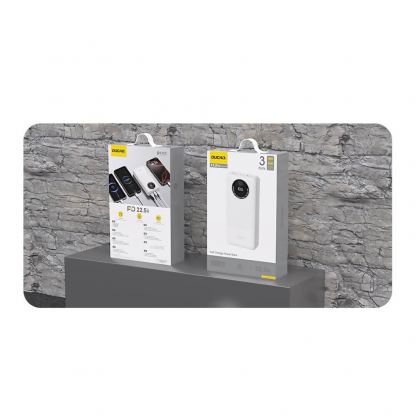 Външна батерия с два USB-A и един USB-C изходи и технология за бързо зареждане - Dudao K12Pro Power Bank Digital Display 20000mAh 22.5W PD (бял) 5