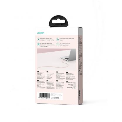 Кабел с въжена оплетка и бързо зареждане за устройства с USB-C порт - Joyroom Multi-Color Series USB-C to USB-C Cable 60W PD (розов) (100 см) 4