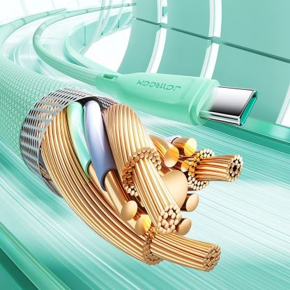 Кабел с въжена оплетка и бързо зареждане за устройства с USB-C порт - Joyroom Multi-Color Series USB-C to USB-C Cable 60W PD (зелен) (100 см) 3