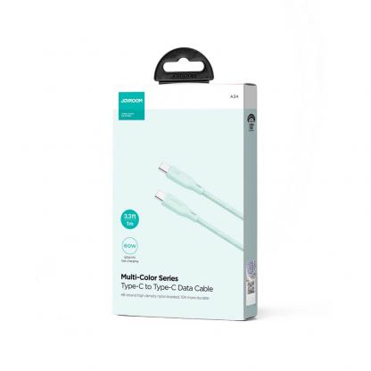 Кабел с въжена оплетка и бързо зареждане за устройства с USB-C порт - Joyroom Multi-Color Series USB-C to USB-C Cable 60W PD (зелен) (100 см) 6