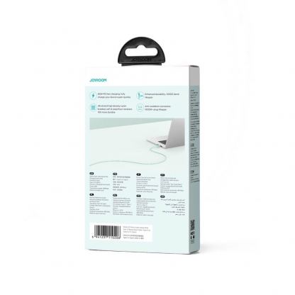 Кабел с въжена оплетка и бързо зареждане за устройства с USB-C порт - Joyroom Multi-Color Series USB-C to USB-C Cable 60W PD (зелен) (100 см) 7