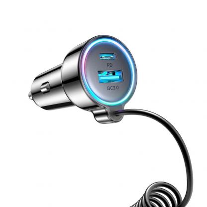 Зарядно за кола с вграден USB-C кабел и USB-A и USB-C изходи - Joyroom 3 in 1 Fast Car Charger With USB-C Cable 72W (черен) 4
