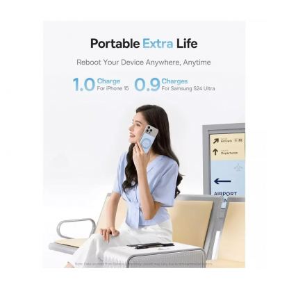 Преносима външна батерия с USB-C порт и безжично зареждане с MagSafe - Baseus PicoGo Qi2 Magnetic Wireless Charging Power Bank 5000 mAh 20W (син) 5