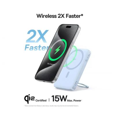 Преносима външна батерия с USB-C порт и безжично зареждане с MagSafe - Baseus PicoGo Qi2 Magnetic Wireless Charging Power Bank 5000 mAh 20W (син) 8