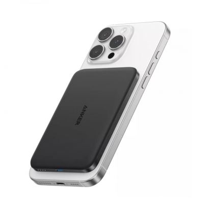 Преносима външна батерия с USB-C порт и безжично зареждане с MagSafe - Anker Qi2 Nano MagSafe Wireless Ultra Slim Power Bank 5000 mAh 15W (черен) 2