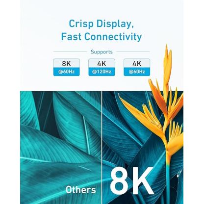 Високоскоростен 8K HDMI към HDMI кабел (180 см) (черен) - Anker HDMI Cable 8K/60Hz, 6FT Ultra HD 4K/120Hz HDMI Cord,48 Gbps Certified Ultra High Speed 6