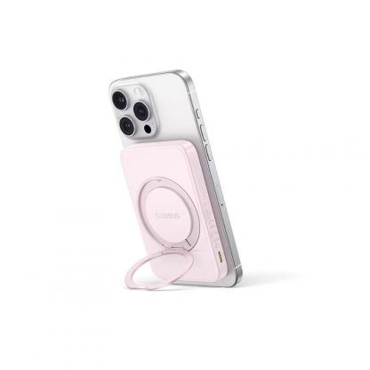 Преносима външна батерия с USB-C порт и безжично зареждане с MagSafe - Baseus PicoGo Qi2 Magnetic Wireless Charging Power Bank 5000 mAh 20W (розов) 4